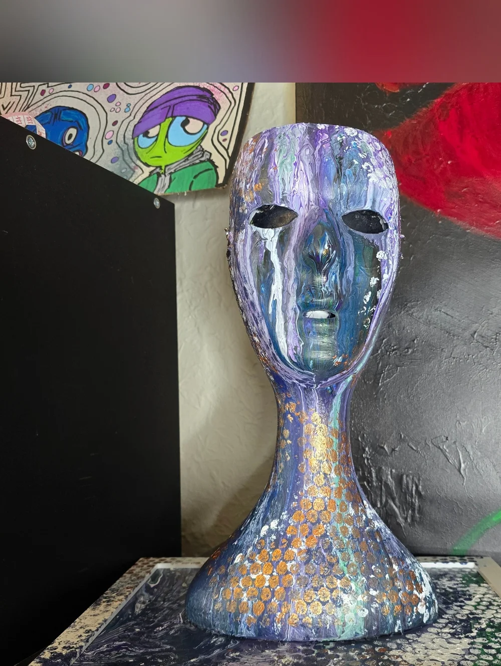HANDCRAFTED Upcycled Installation Artwork HANDPAINTED Tabletop Art Decor 11